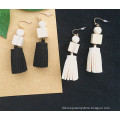 Women Simple Korea Velvet Fabric Tassel Earring With Beads